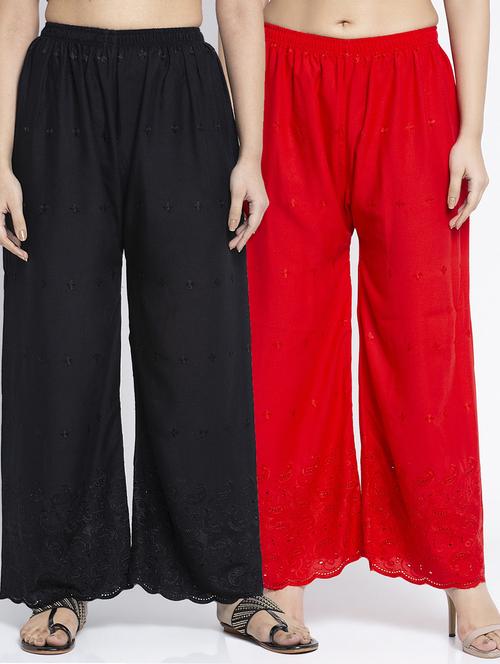 pack of 2 embroidered straight palazzos - 19125798 -  Standard Image - 0