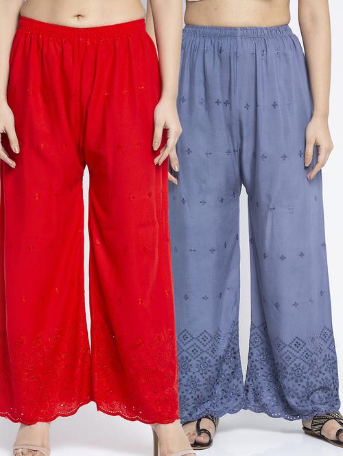 pack of 2 rayon flared palazzo - 19125807 -  Standard Image - 0