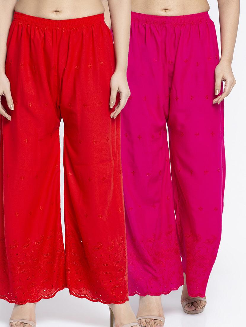 pack of 2 solid flared palazzo - 19125808 -  Zoom Image - 0