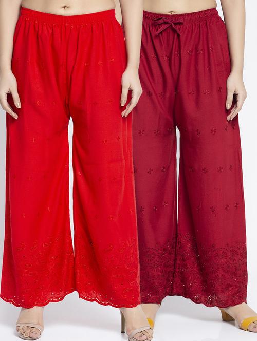 pack of 2 schiffli work palazzos - 19125809 -  Standard Image - 0