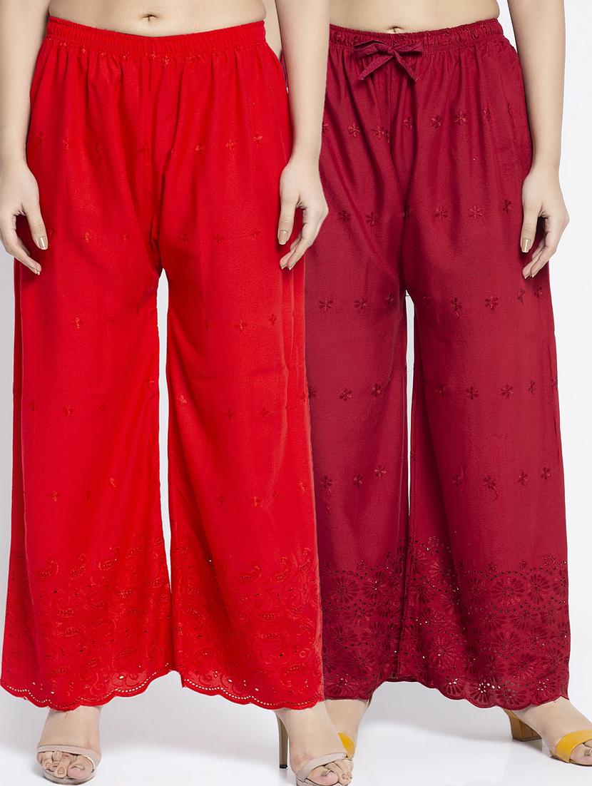 pack of 2 schiffli work palazzos - 19125809 -  Zoom Image - 0