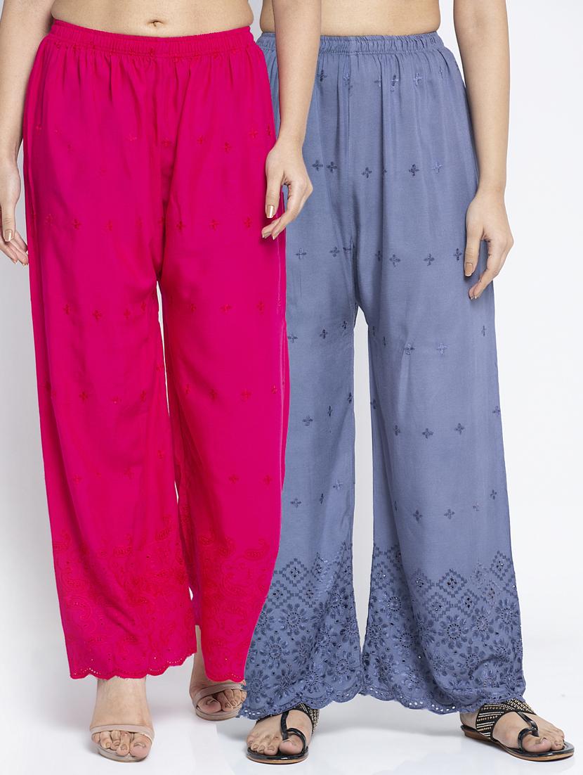pack of 2 solid flared palazzo - 19125815 -  Zoom Image - 0