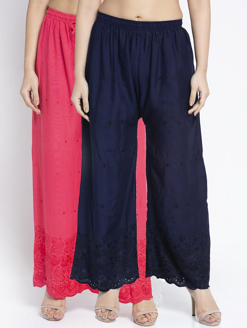 pack of 2 solid flared palazzo - 19125832 -  Zoom Image - 0