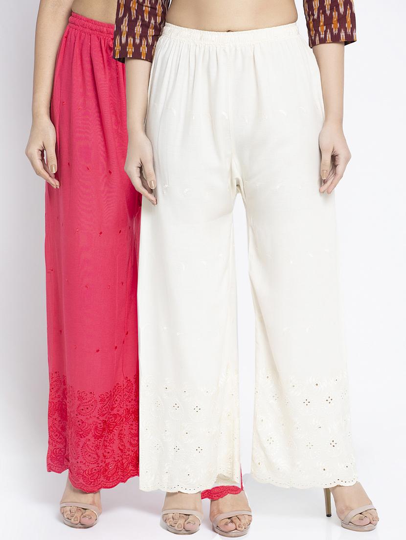 pack of 2 solid flared palazzo - 19125835 -  Zoom Image - 0