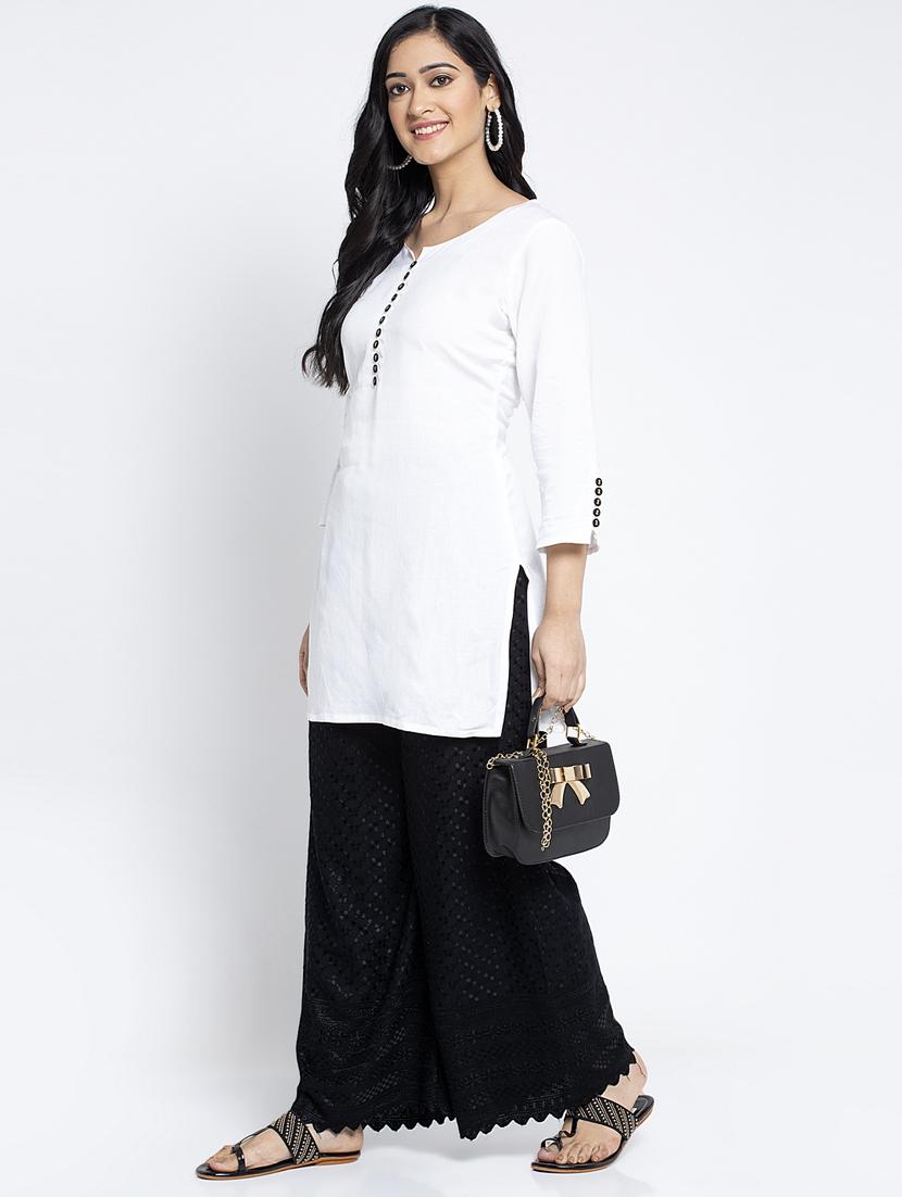 black cotton flared palazzo - 19125842 - Standard Image - 3