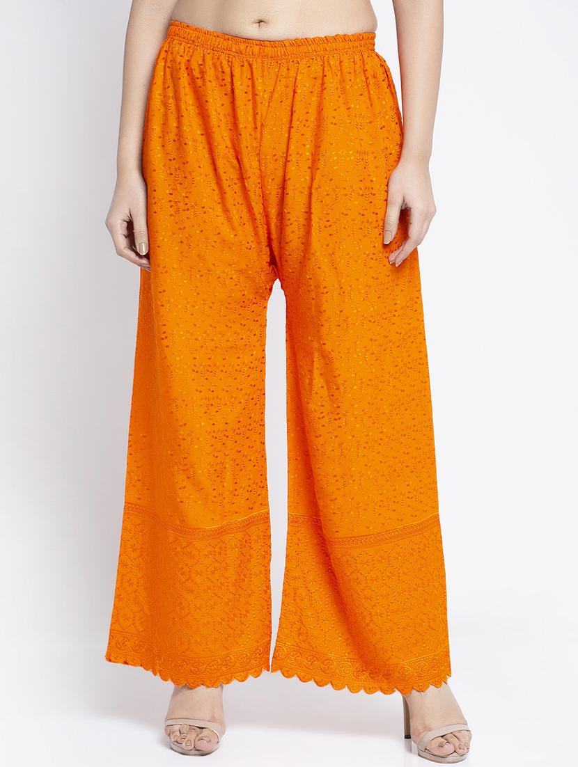 orange cotton flared palazzo - 19125848 - Zoom Image - 0