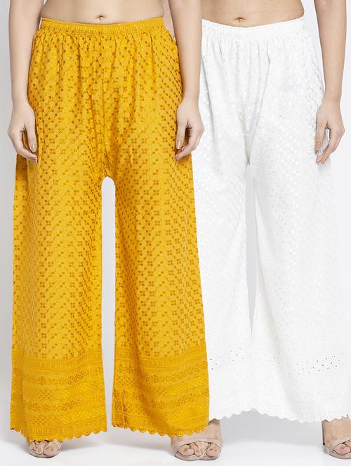 pack of 2 chikankari cullottes palazzo - 19125898 -  Standard Image - 0