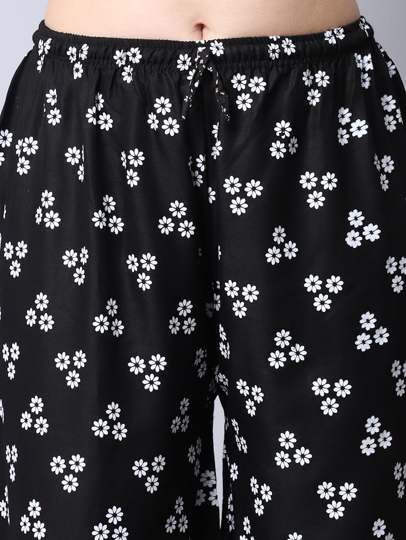 black floral print flared palazzo - 19125899 - Standard Image - 5