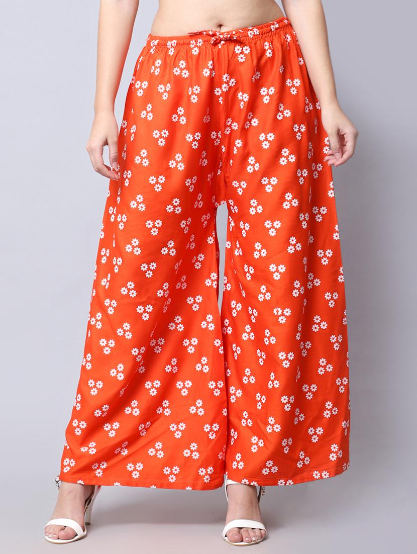 orange rayon flared palazzo - 19125902 - Zoom Image - 0
