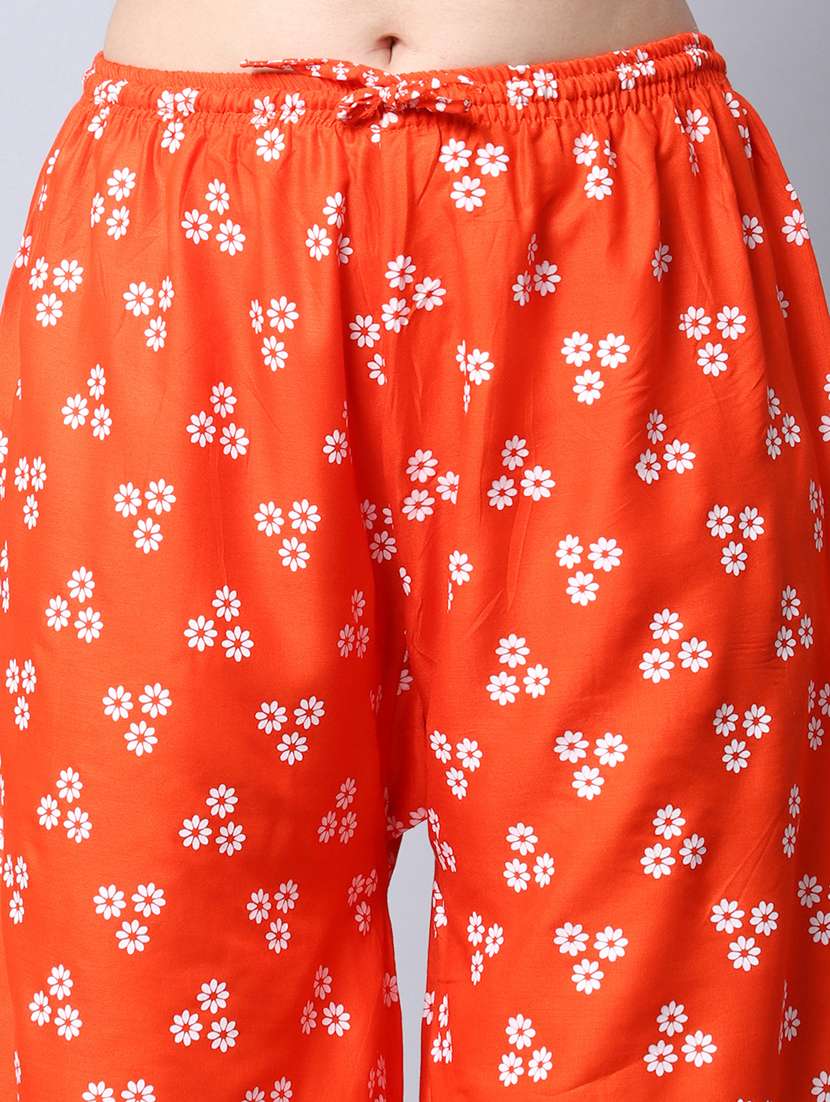 orange rayon flared palazzo - 19125902 - Standard Image - 5