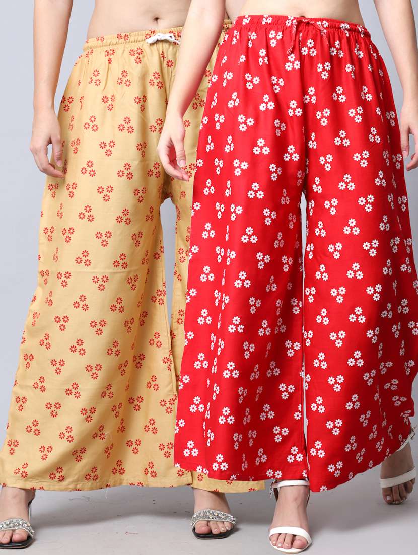 pack of 2 printed flared palazzo