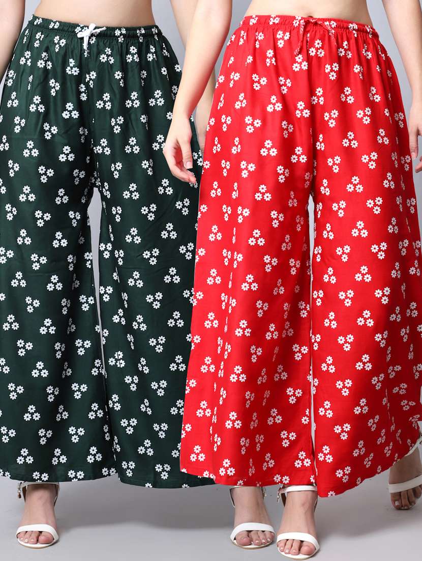 pack of 2 printed flared palazzo