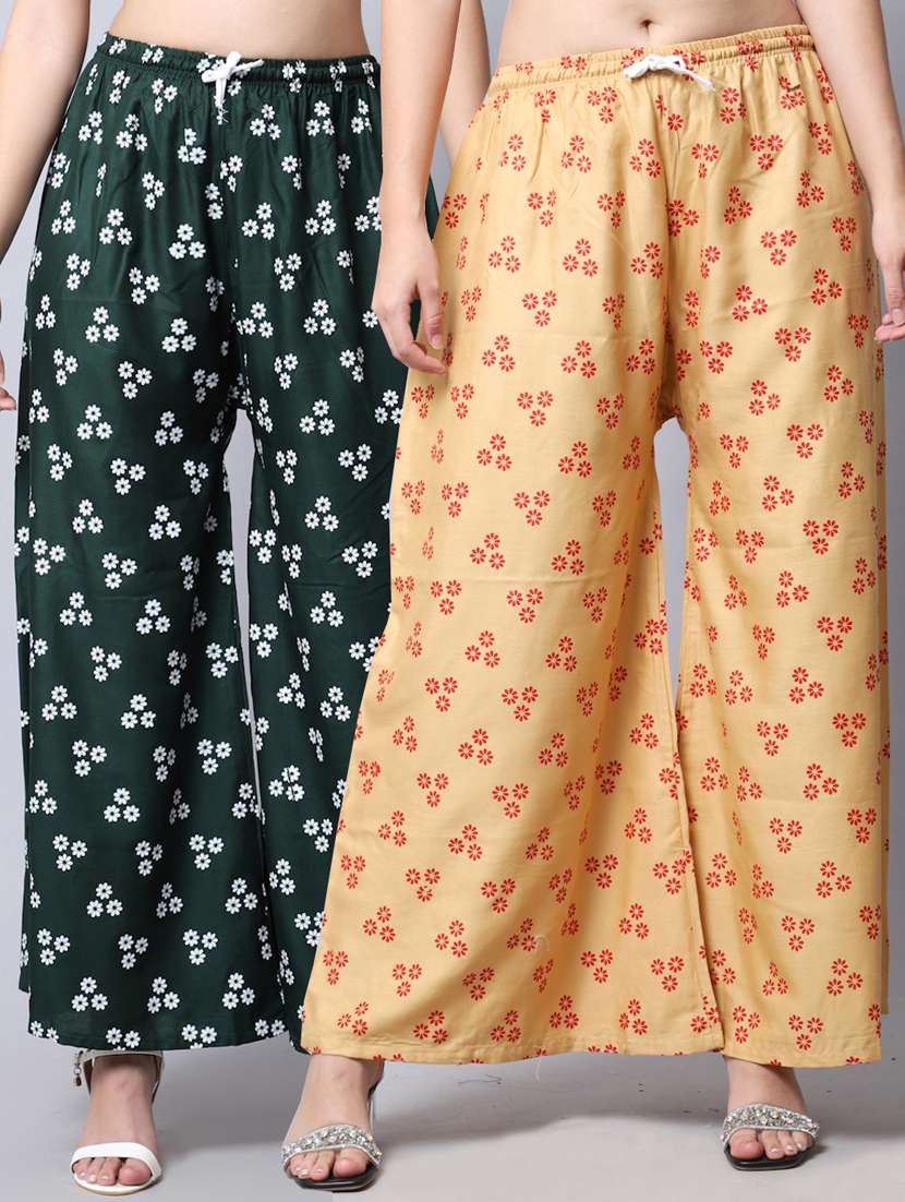 pack of 2 printed flared palazzo