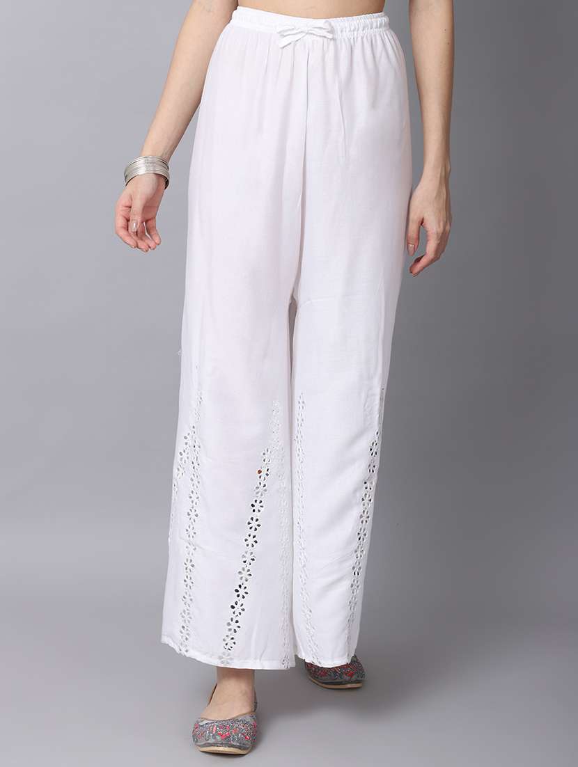 white rayon flared palazzo - 19125955 - Zoom Image - 0