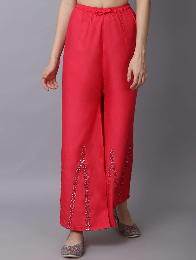 orange rayon flared palazzo - 19125962 - Zoom Image - 0