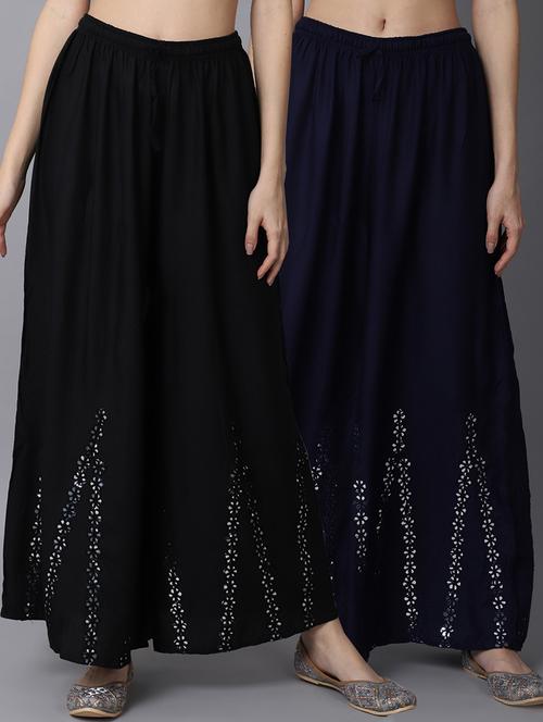 pack of 2 embroidered flared palazzo - 19125975 -  Standard Image - 0