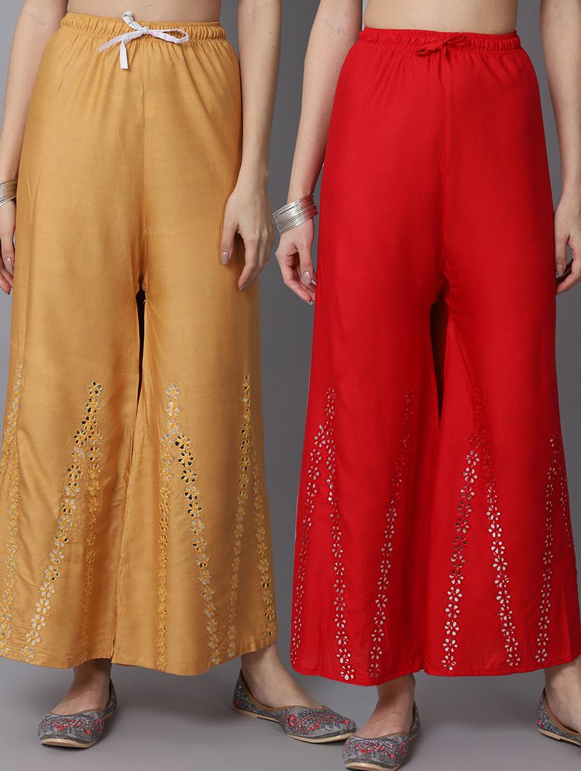 pack of 2 solid flared palazzo - 19125992 -  Zoom Image - 0