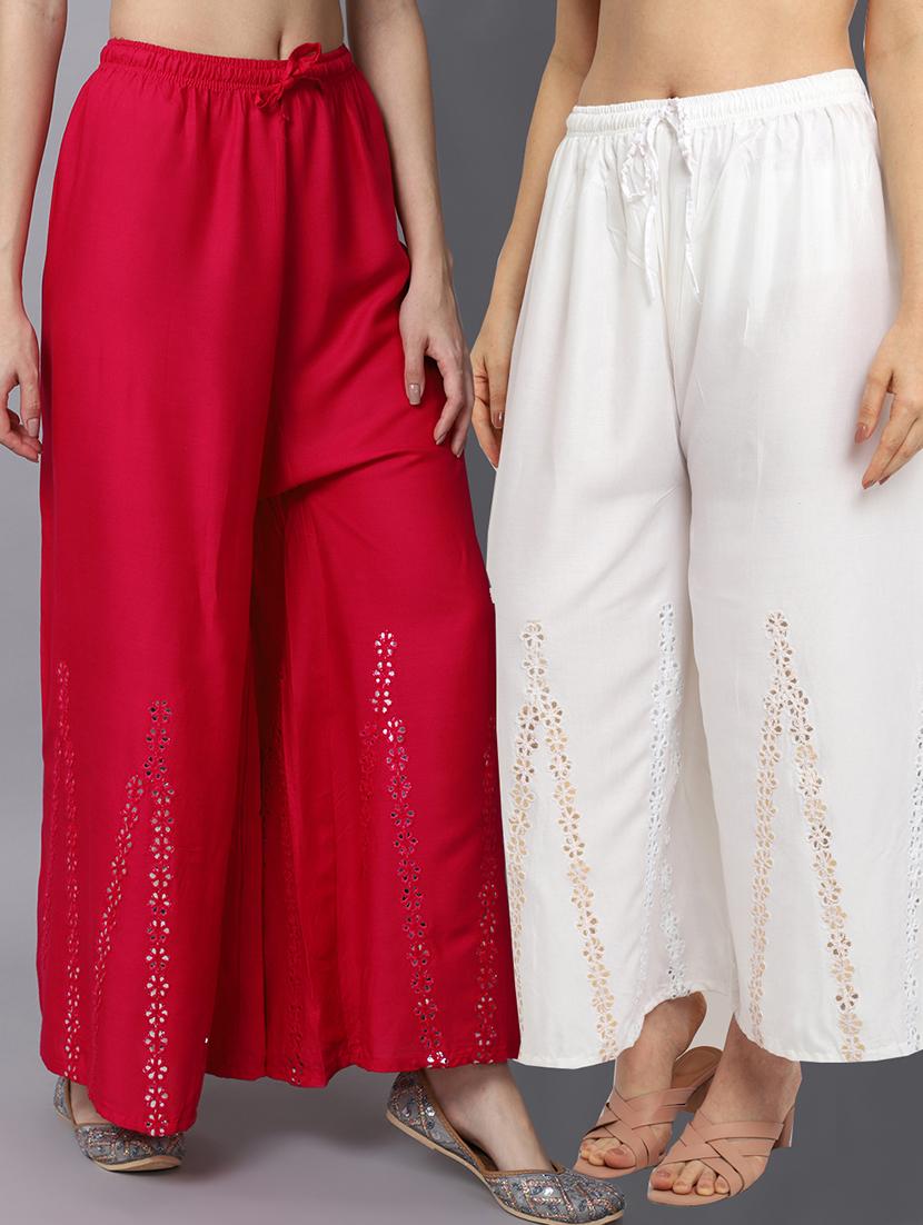 pack of 2 solid flared palazzo - 19126015 -  Zoom Image - 0