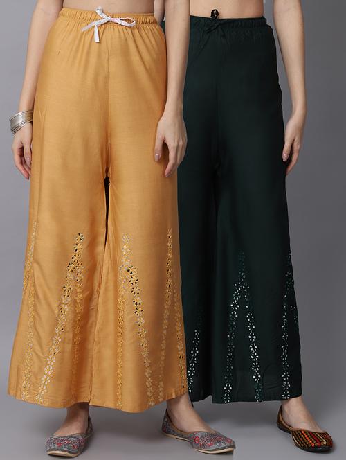 pack of 2 solid flared palazzo - 19126017 -  Standard Image - 0