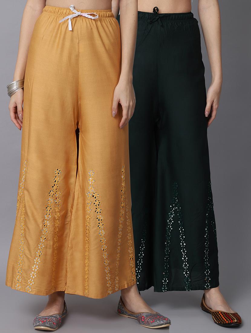 pack of 2 solid flared palazzo - 19126017 -  Zoom Image - 0