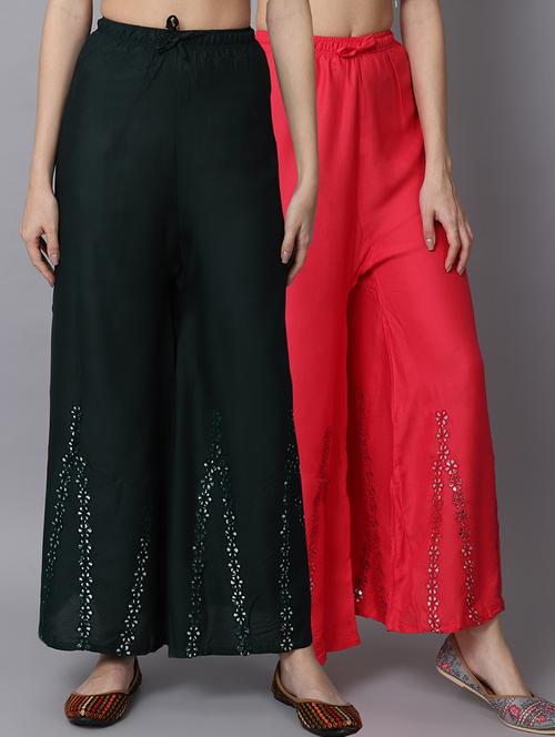 pack of 2 solid flared palazzo - 19126025 -  Standard Image - 0
