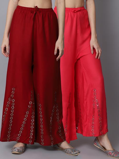 pack of 2 solid flared palazzo - 19126030 -  Standard Image - 0