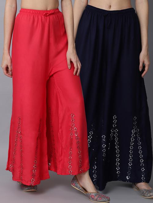 pack of 2 solid flared palazzo - 19126035 -  Standard Image - 0