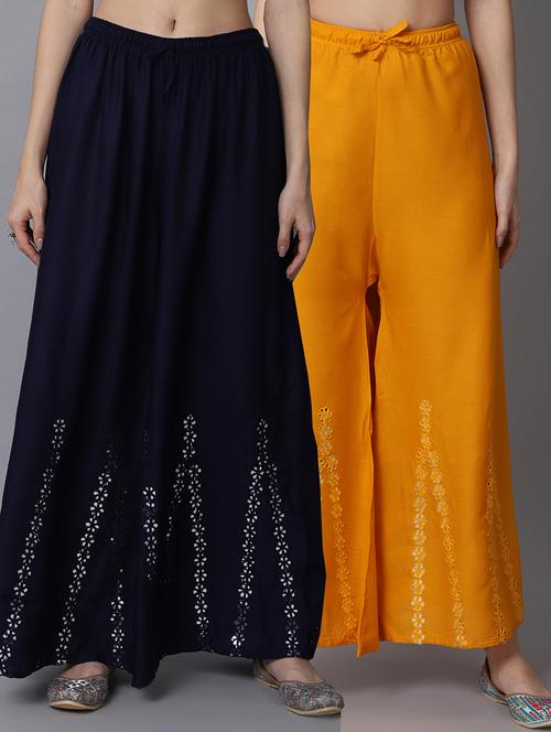 pack of 2 solid flared palazzo - 19126039 -  Standard Image - 0