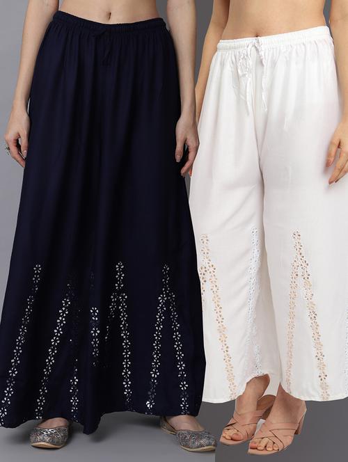 pack of 2 solid flared palazzo - 19126040 -  Standard Image - 0