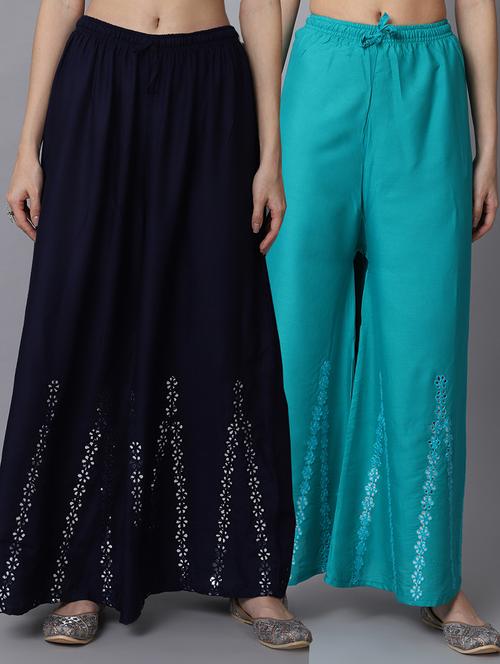 pack of 2 solid flared palazzo - 19126041 -  Standard Image - 0