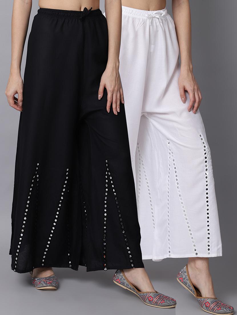pack of 2 solid flared palazzo - 19126057 -  Zoom Image - 0
