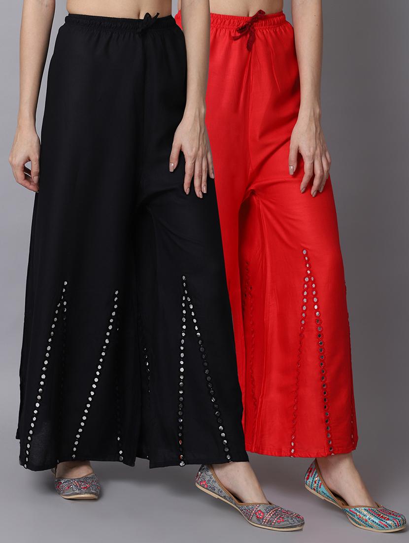 pack of 2 solid flared palazzo - 19126058 -  Zoom Image - 0