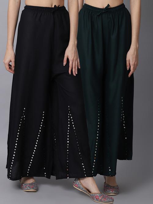 pack of 2 solid flared palazzo - 19126062 -  Standard Image - 0