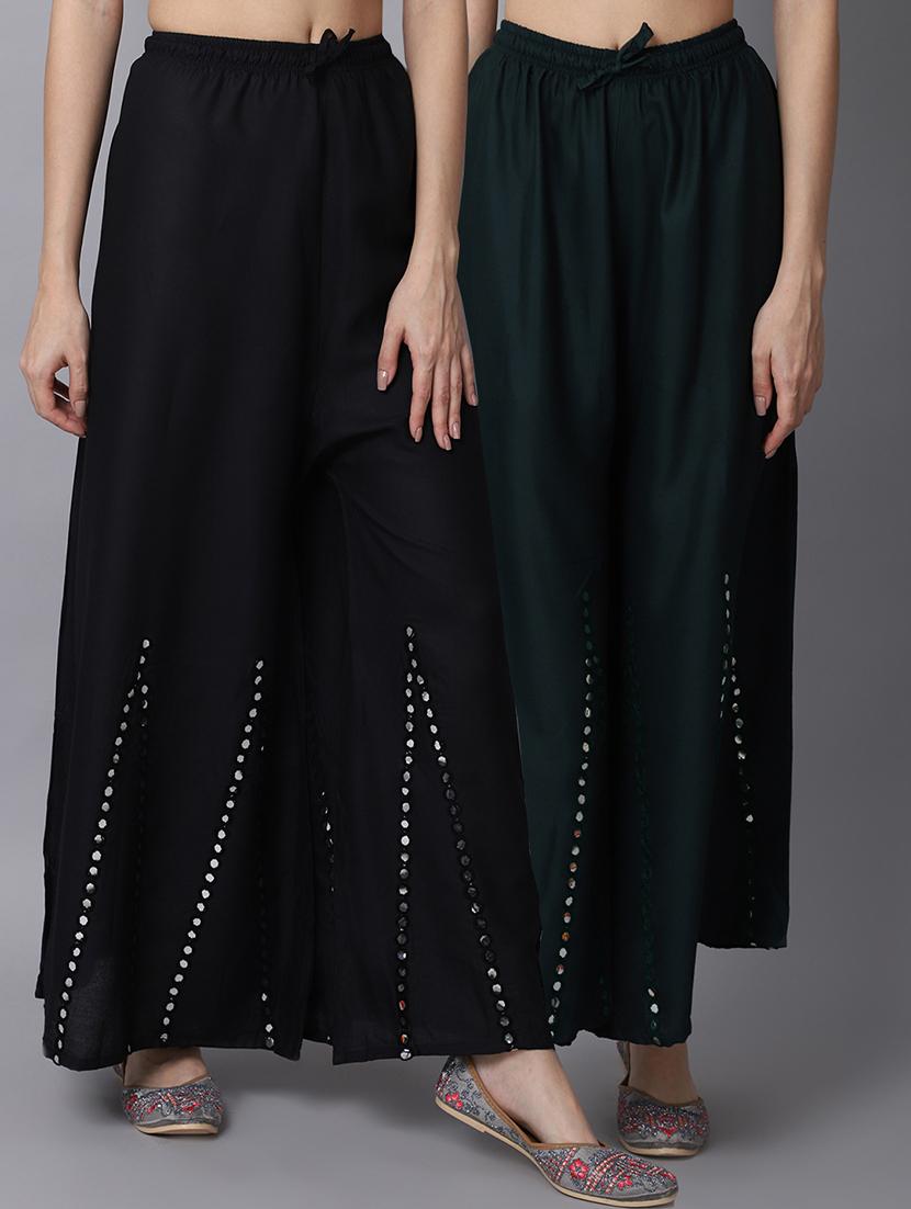 pack of 2 solid flared palazzo - 19126062 -  Zoom Image - 0