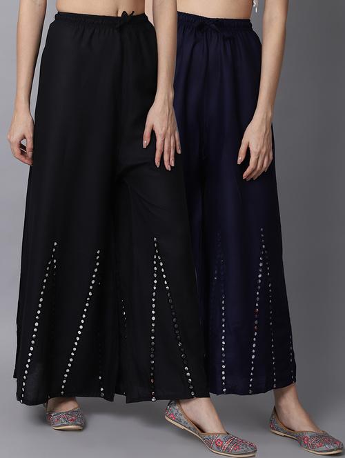 pack of 2 solid flared palazzo - 19126065 -  Standard Image - 0
