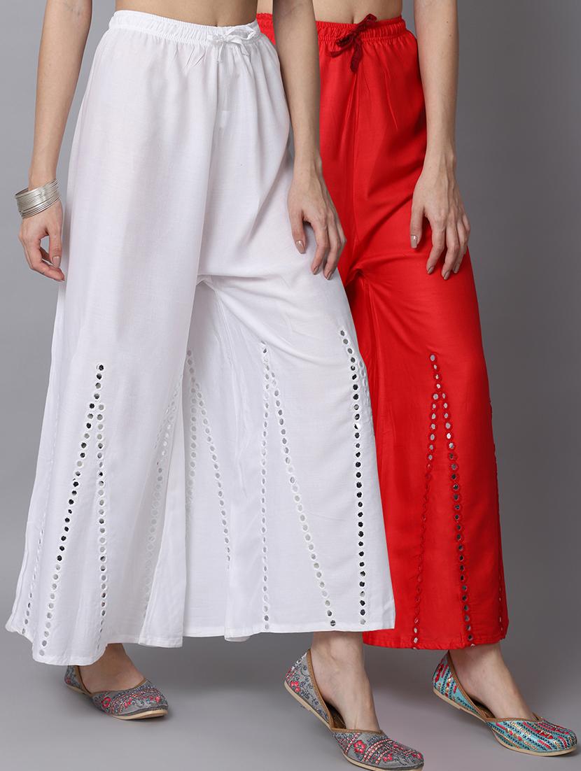 pack of 2 solid flared palazzo - 19126068 -  Zoom Image - 0