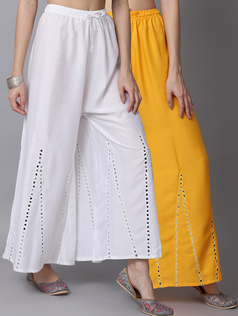 pack of 2 solid flared palazzo - 19126069 -  Zoom Image - 0