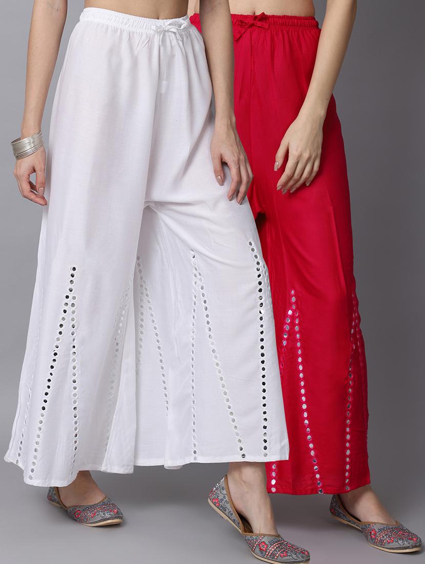 pack of 2 solid flared palazzo - 19126070 -  Zoom Image - 0
