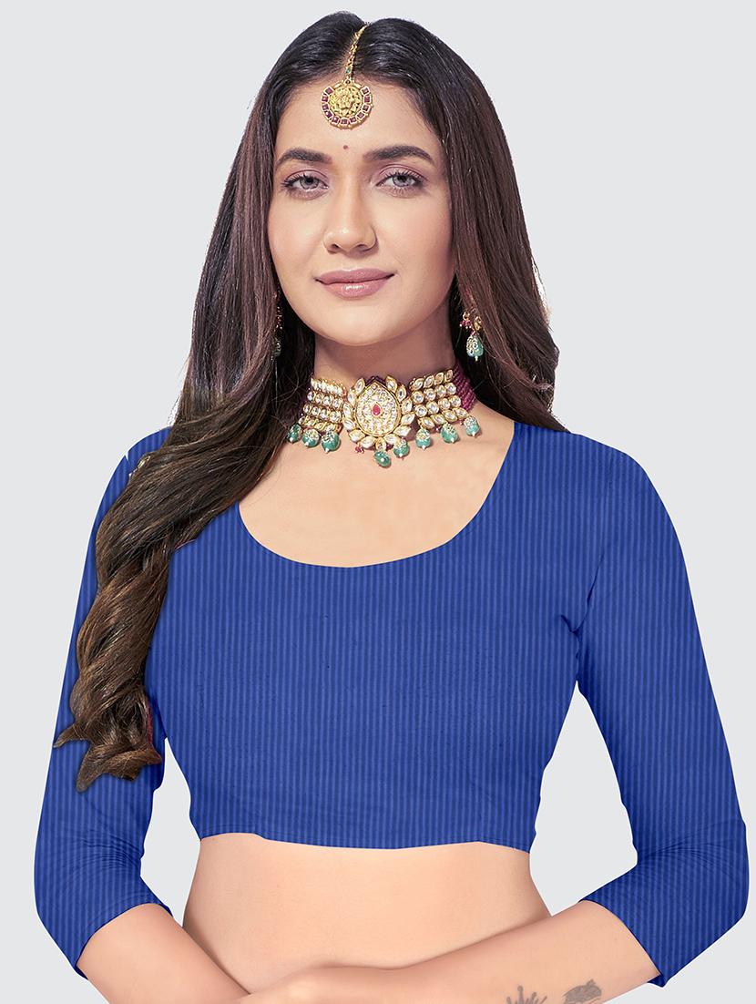 blue printed saree with blouse - 19126605 - Standard Image - 3