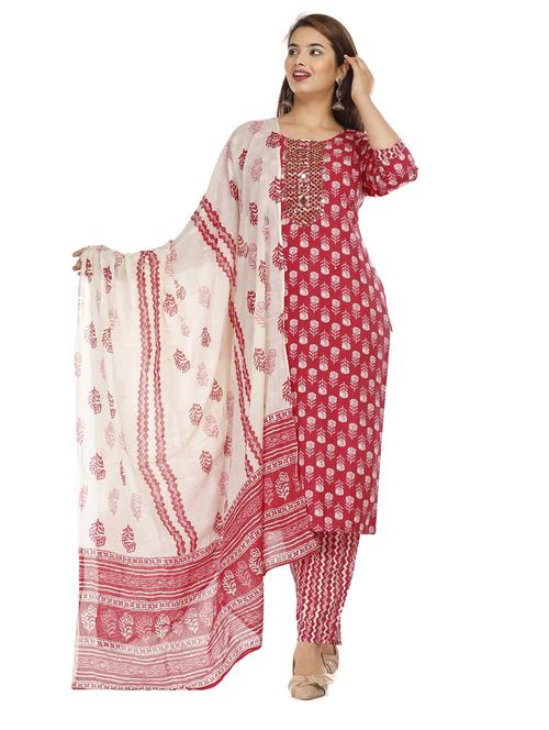 red printed kurta pant set - 19126655 - Standard Image - 0