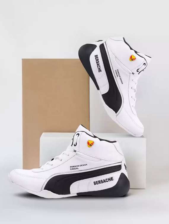 white lace up sports shoe