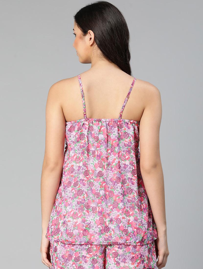 cami neck floral nightwear top & shorts set - 19127349 - Standard Image - 3
