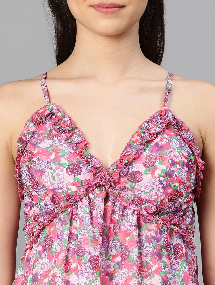 cami neck floral nightwear top & shorts set - 19127349 - Standard Image - 5