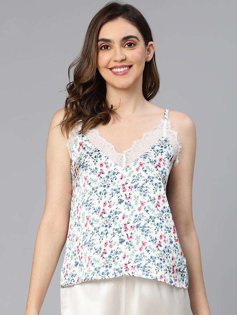 lace detail floral camisole tee - 19127354 - Zoom Image - 0