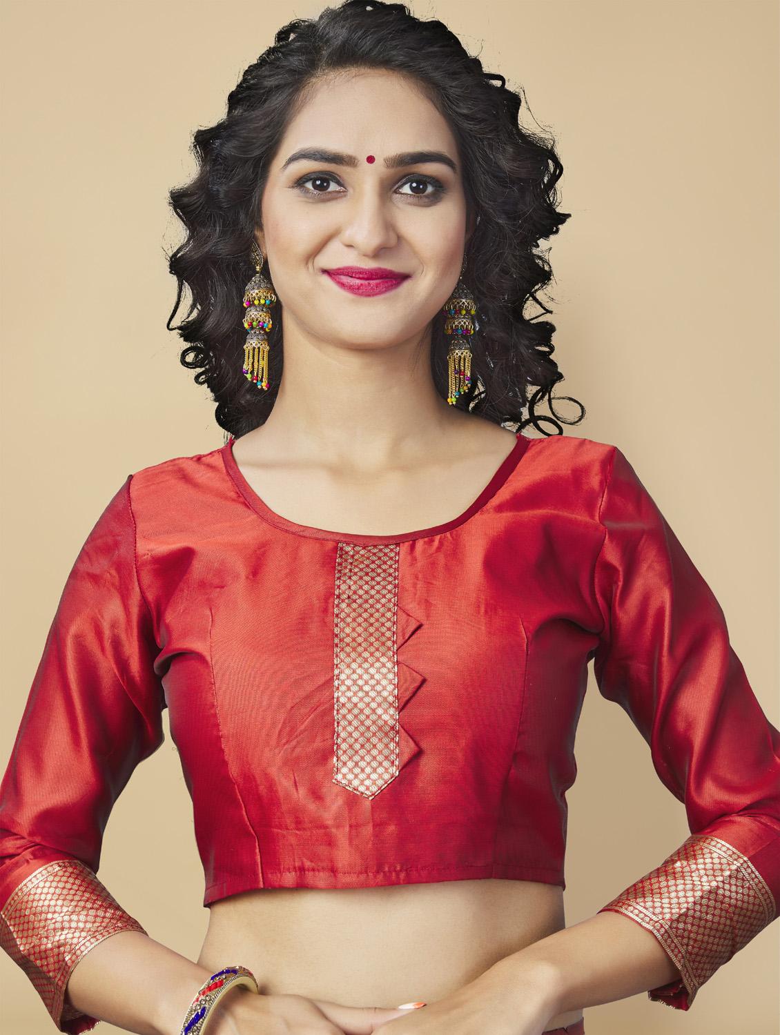 red silk blend banarasi saree - 19127400 - Standard Image - 3