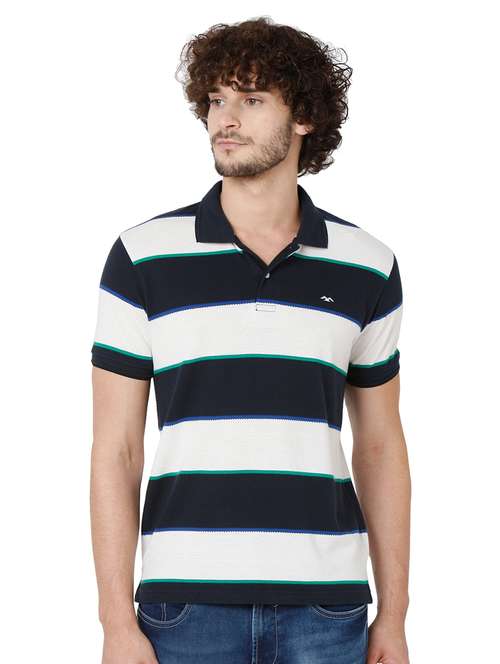 polo neck striped t-shirt - 19127587 - Standard Image - 0
