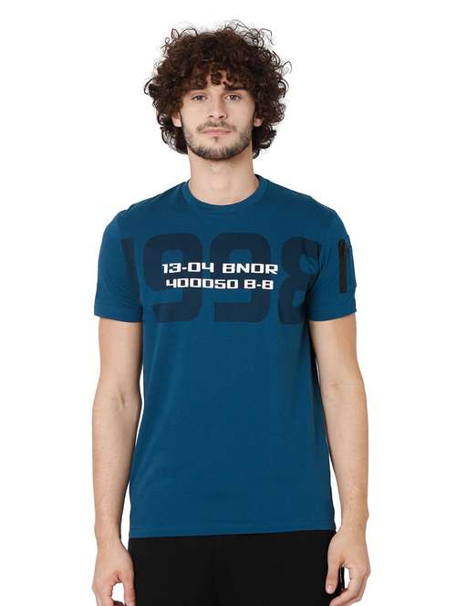 round neck chest printed t-shirt - 19127598 - Standard Image - 0