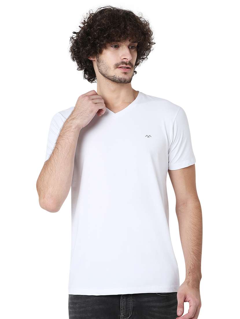 v neck solid t-shirt - 19127616 - Zoom Image - 0