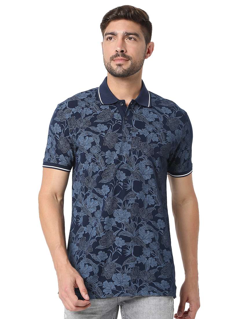 polo neck floral printed t-shirt - 19127621 - Zoom Image - 0