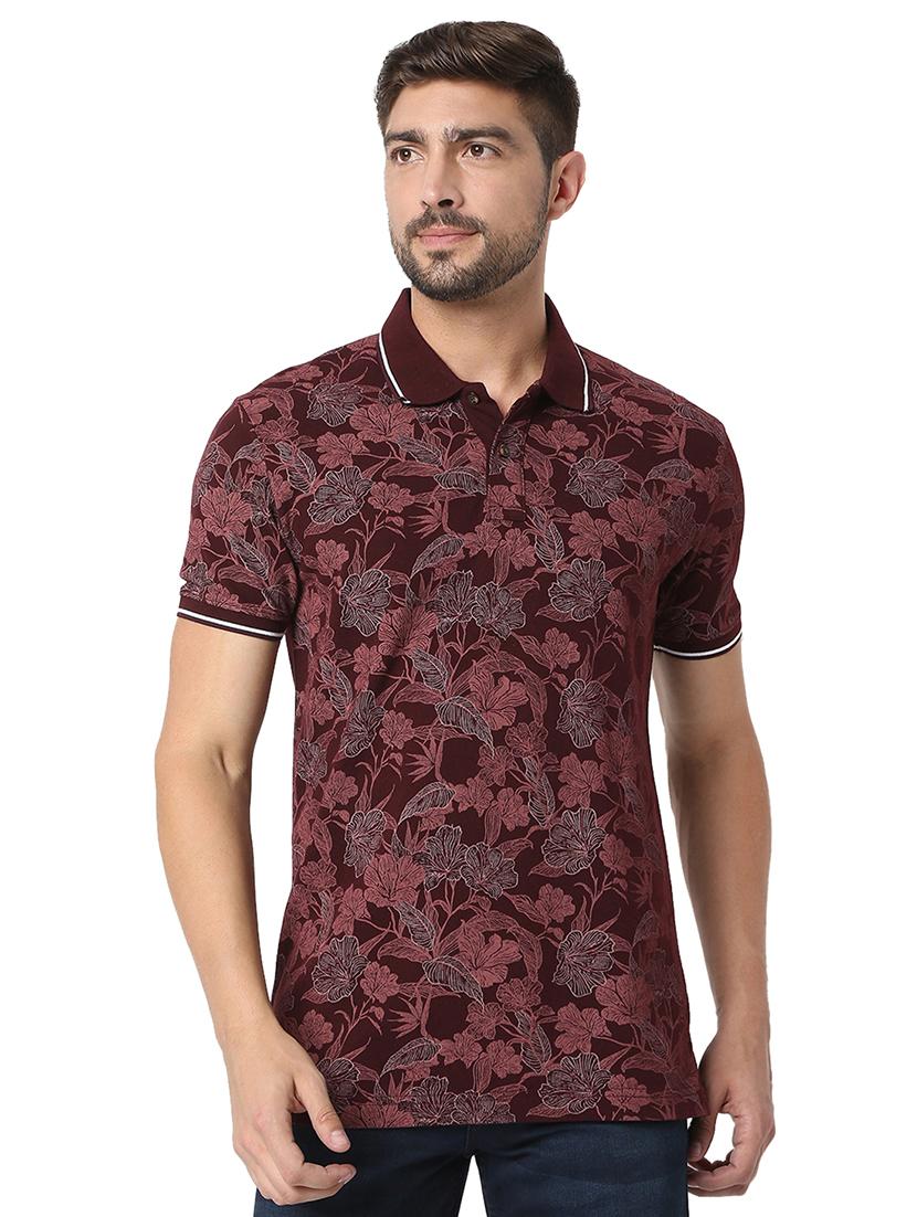 polo neck floral printed t-shirt  - 19127622 -  Zoom Image - 0